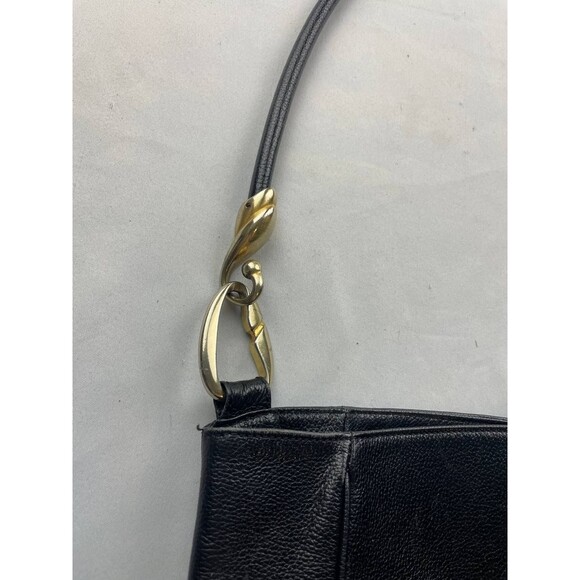 De Vecchi Hamilton Hodge Vintage Black Leather Shoulder Hobo Bag 80s Pebbled - Picture 3 of 12